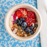 B12 Yogurt Bowl · Apricot-pepita gf granola, market berries, and hemp-seed hearts.