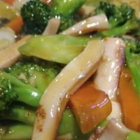 Spicy Ika (Calamari) And Vegetables · Add Cake Noodle for an additional extra charge.