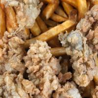 Fried Oysters Basket · comes with a choice of French Fries, Cajun Fries, or substitute for Sweet Potato Fries, Onio...