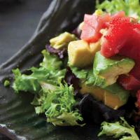 Tuna Or Salmon Avocado Salad · Diced tuna or salmon, avocado, caviar, crunch with spicy mayo.