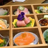 Kaisen Chirashi Entrée · Daily special sashimi containing raw and cooked sashimi on sushi rice.