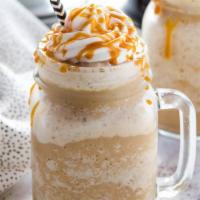 Caramel Frappuccino · Iced Frappuccino with Caramel flavor, topped with whipped cream and caramel syrup.