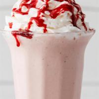 Strawberry Milkshake · Handcrafted creamy milkshake with your choice of strawberry flavor topped with whipped cream.