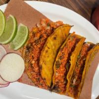 Flaming  Birria Tacos (Quesatacos)  · 3 corn tortillas stuffed with birria, melted cheese and grounded FLAMING HOT CHEETOS topped ...