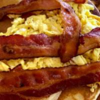Pancakes With Eggs (2) And Ham Or Bacon Or Sausages · 