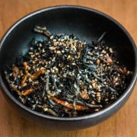 Hijiki · Simmered hijiki seaweed, carrot, bean curd.