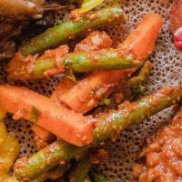 Fasolia (Warm) · Lightly sautéed string beans and carrots with berbere, garlic and ginger.
