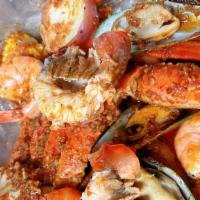 Combo D · 1/2 lb. shrimp (head off), 1/2 lb. green mussels, 1 pc. lobster tail and 1/2 lb. snow crab s...