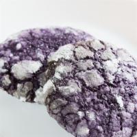 Ube Purple Yam Crinkle Cookie · Soft & Chewy Crinkle Cookie covered with powdered sugar