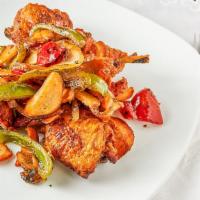 Murphy · Pan sauteed and baked with peppers, onions, mushrooms and potatoes. Hot, mixed or sweet.