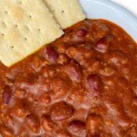 Chili Bowl With Cracker · Our famous chili served with a side of crackers.