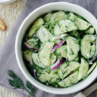 1 Lb Cucumber Salad · A delicious summery blend of cucumbers, dill, and dressing for the perfect deli style salad.