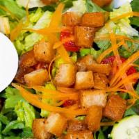 House Side Salad · Romaine, tomatoes, cucumbers, carrots, croutons with choice of dressing