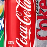 Canned Soda · Coke, Diet Coke, Pepsi, Diet Pepsi, Sprite, Ginger Ale, Root Beer