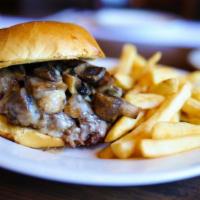 Mario'S Burger · Our most popular burger , with provolone cheese and fresh sautéed mushroom.