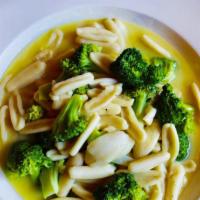 Cavatelli & Broccoli · Homemade cavatelli and broccoli, olive oil with garlic and parmesan.