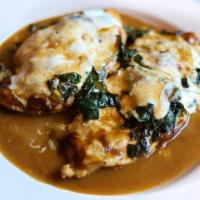 Chicken Romano · Chicken breast, spinach, prosciutto and mozzarella with sherry sauce.