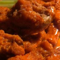 Buffalo Wings · Celery, carrots, bleu cheese dressing.