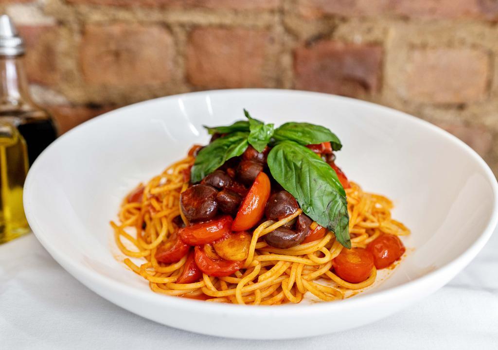 Spaghetti Aglio Olio E Peperoncino · With garlic olive oil and fresh chili.