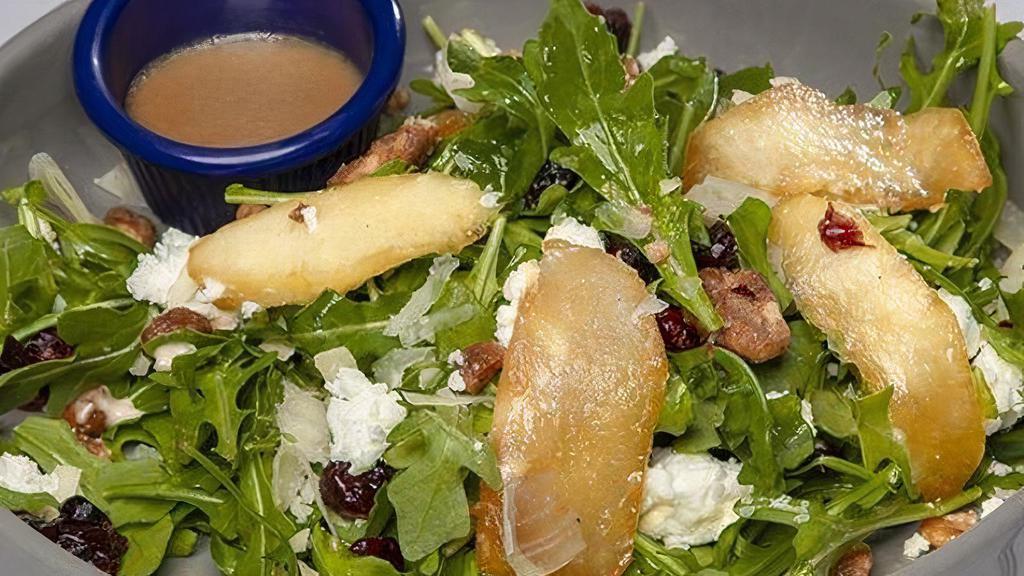 Apple & Brie · Organic Mixed Greens with Caramelized Apples, Brie Cheese, Toasted Walnuts and Vinaigrette.