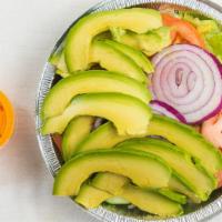 Avocado Salad · Avocado, lettuce, cucumber, onions and tomatoes.