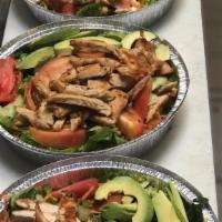 Mediterranean Chicken Salad · Field greens, all natural grilled chicken, feta cheese, tomatoes and olives. Our chef recomm...