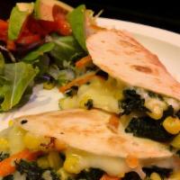 Veggie Quesadillas · Vegetarian. 2 corn or flour tortillas melted jack cheese and side of salsa.
