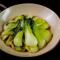 Garlic Baby Bok Choy · flash-sauteed in hot wok with minced garlic, salt & white pepper, with splash of soy sauce &...
