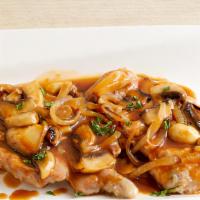 Veal Marsala Entrée · Sautéed Veal with Mushrooms & Onions in a Marsala Wine Sauce with Your Choice of Pasta, Sala...