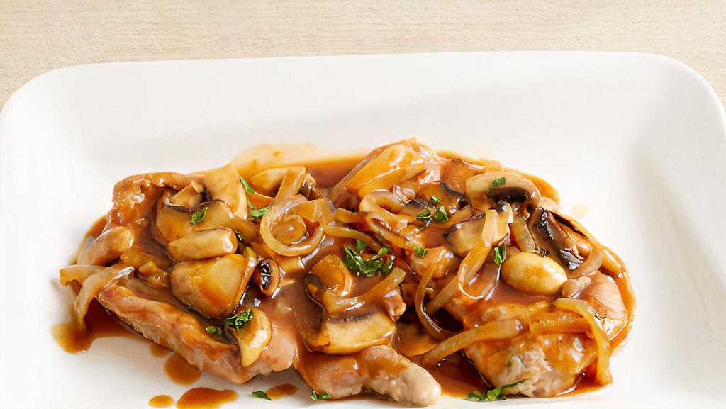 Veal Marsala Entrée · Sautéed Veal with Mushrooms & Onions in a Marsala Wine Sauce with Your Choice of Pasta, Salad, or a Side Vegetable.
