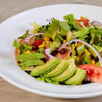 Chipotle Ranch Salad · Romaine Lettuce, Corn, Black Beans, Avocado, Tomatoes & Red Onion. Served with a Side of Chi...