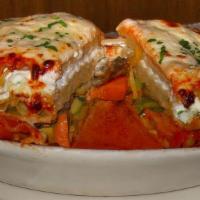 Primavera Lasagna · zucchini, yellow squash, broccoli, mushroom, carrot, red & green pepper.