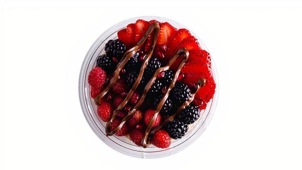 Foresta Acai Bowl · Blueberry granola, strawberries, blackberries, pomegranate, & coconut flakes. Boost by choice.