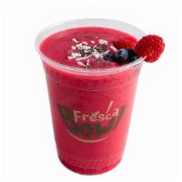 Power Smoothie · Organic acai, strawberries, banana, vanilla protein, & choice of milk.