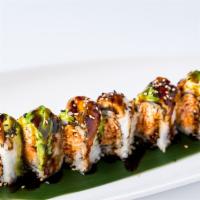Nisen Roll
 · Kani crab meat, crunch, caviar, Japanese aioli, topped with eel and avocado, sweet soy sauce.