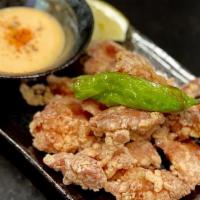 Karaage · Marinated deep fried chicken with mentaiko mayo dipping sauce.