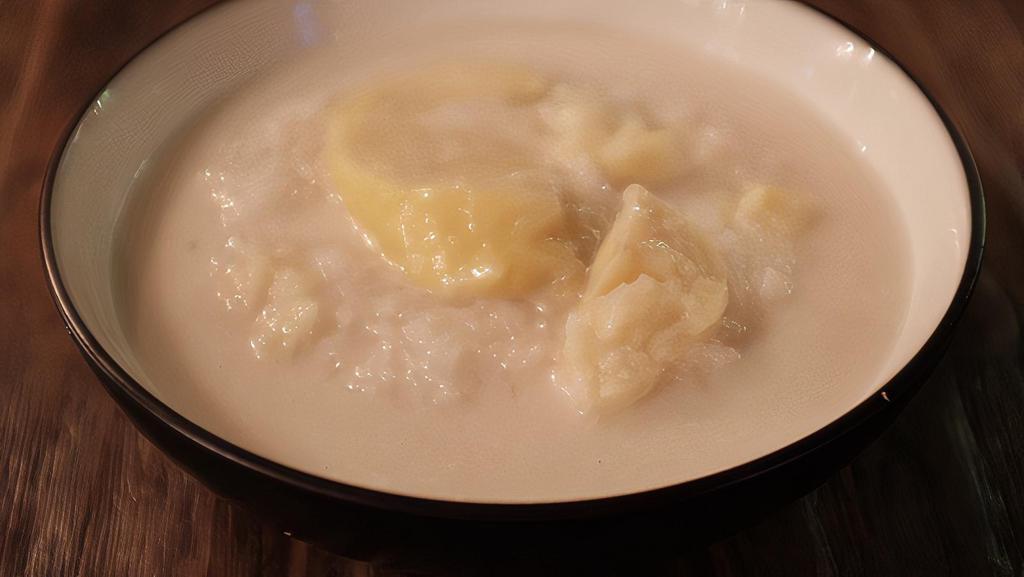 Durian With Sticky Rice · Durian in coconut milk with sweet sticky rice.