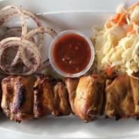 Chicken Shish Kabob · Included sauerkraut, pita, and onions. With special homemade sauce.