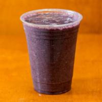 Summer Slam Smoothie · Banana, blueberries, peanut butter, honey, and protein.