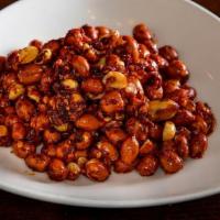 Crazy Peanuts' · Spicy. Shelled peanuts tossed with chili oil and sugar.