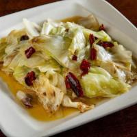 Cabbage W/ Dry Pepper Gf' · Chinese Cabbage stir fried with Sichuan peppercorn oil and dry chili peppers. Mild spice.