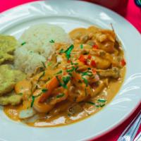 Zapata Seafood · Combination of white fish, scallops, shrimps, mushrooms, chipotle creamy sauce. Served with ...