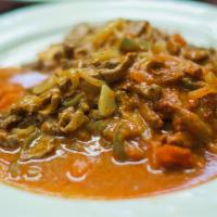 Puntas De Filete Al Chipotle · Sautéed steak strips, sautéed with onions, green peppers, red tomatoes, and chipotle sauce, ...