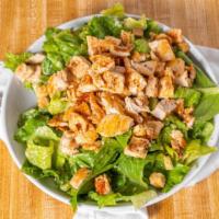 Chicken Caesar Salad · Grilled chicken, crispy romaine, pecorino romano, croutons and gourmet caesar dressing.