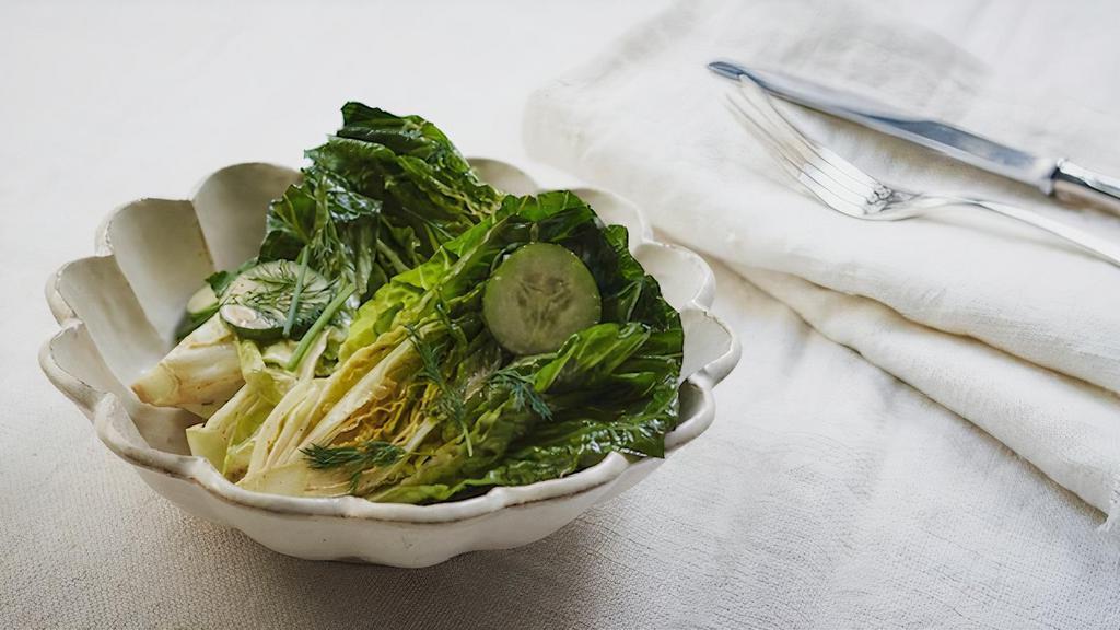 Mixed Green Salad With Herbs · market lettuces, dill, cucumber, fennel-lemon dressing