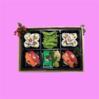 Make Your Own Sushi / Roll Mix Box · Save $2.  Choice of 1 Roll + 4 Nigiri Sushi + Choice of Salad