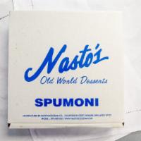 Spumoni ( 8 Slices Per Box ) · An outer cushion of fresh creamy vanilla ice cream cradles an intoxicating center of rum bis...