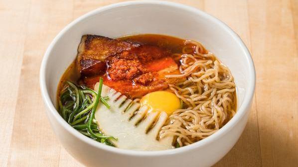 Smoked Pork Ramen · Pork belly, poached egg, and bamboo. Allergens: soy, gluten, fish.  Noodles contain egg.