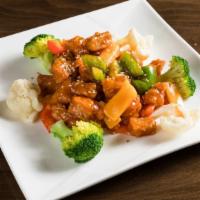 Sweet & Sour Sesame Soy Protein · With broccoli and cauliflower.