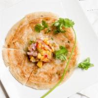 Scallion Pancakes · With homemade mango salsa.
